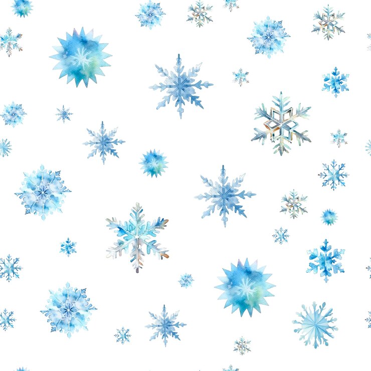 PSD flocos de nieve de acuarela con un patrón sin costuras flocos de nieve azules y dorados aislados en un fondo transparente