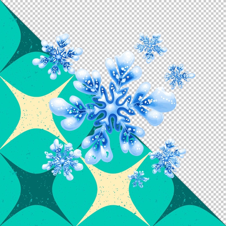 PSD flocos de nieve azules brillantes elementos de diseño del país de las maravillas de invierno