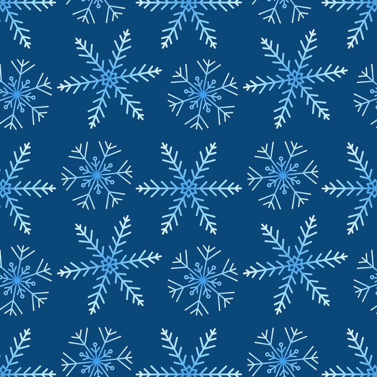 PSD flocos de nieve de gradiente azul sobre fondo azul que repiten el patrón de raster