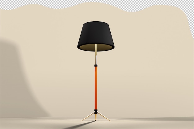 Floor lamp with transparent background and bottom view 3d design psd format