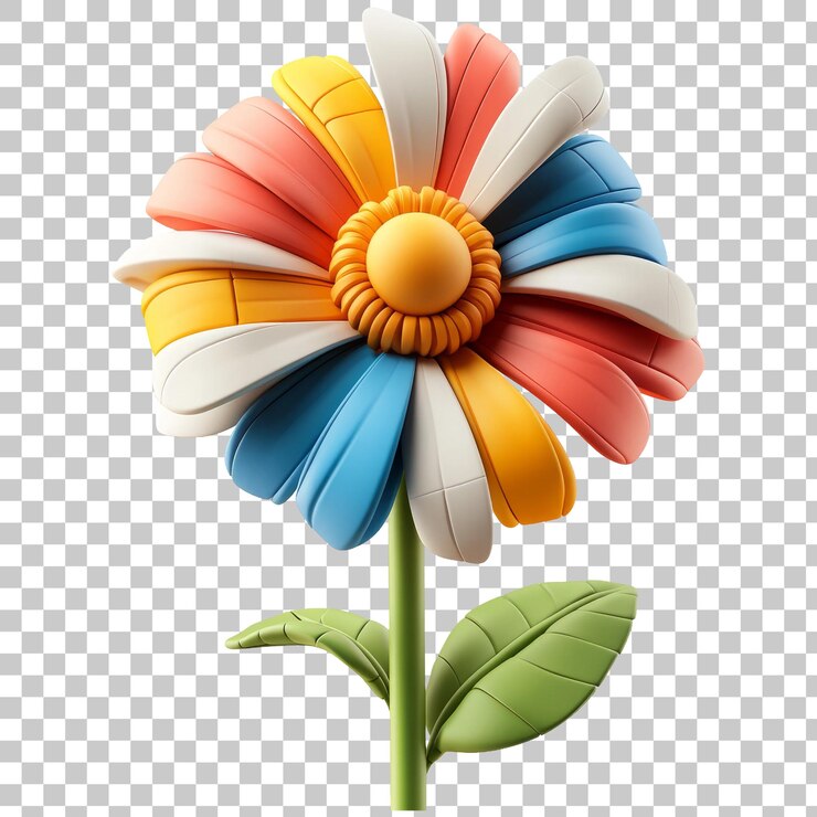 PSD flor abstracta de colores sobre un fondo transparente
