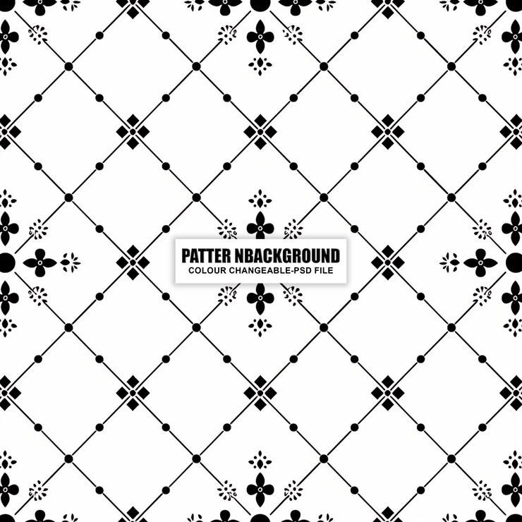 PSD flor abstracta de cuatro pétalos patrón sin costuras patrón de textura de fondo vintage
