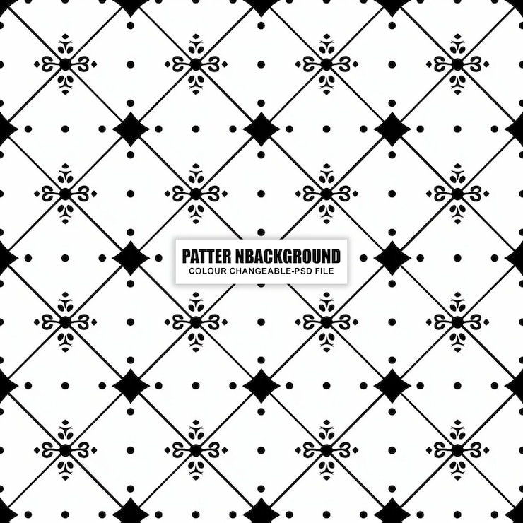 PSD flor abstracta de cuatro pétalos patrón sin costuras patrón de textura de fondo vintage