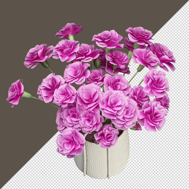 flor aislada en jarrón en renderizado 3d
