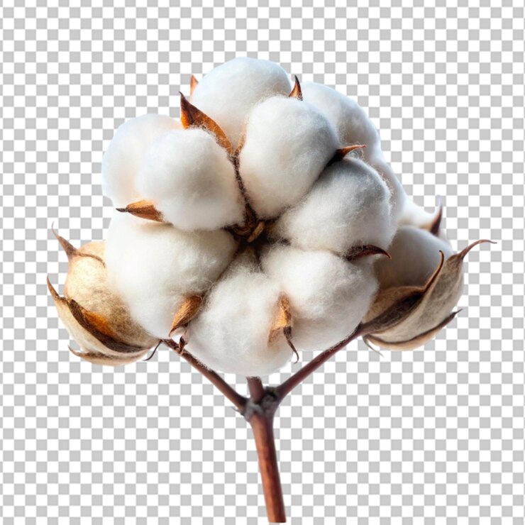 PSD flor de algodón aislada sobre un fondo transparente