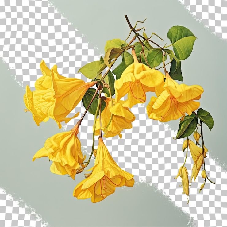 PSD una flor amarilla con la palabra "amarillo" sobre un fondo transparente.