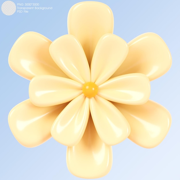 Flor amarilla de renderizado 3D aislada en el fondo