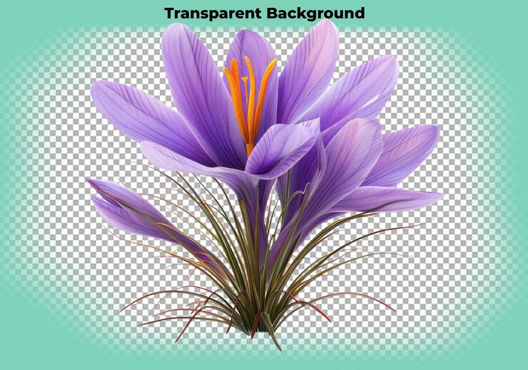 PSD la flor de azafrán aislada con fondo transparente recortado en png