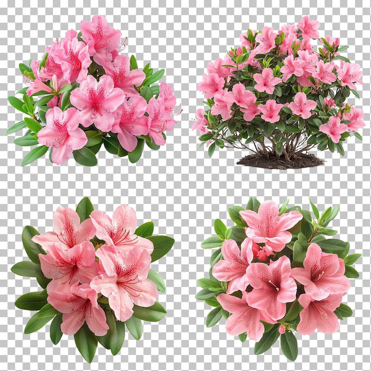 PSD la flor de la azalea rosada en un fondo blanco