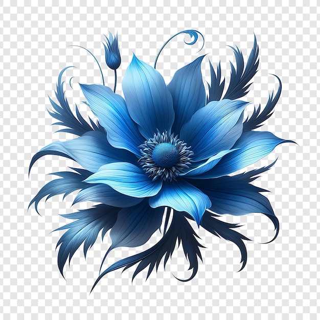 PSD flor azul isolada em fundo branco ai gerada