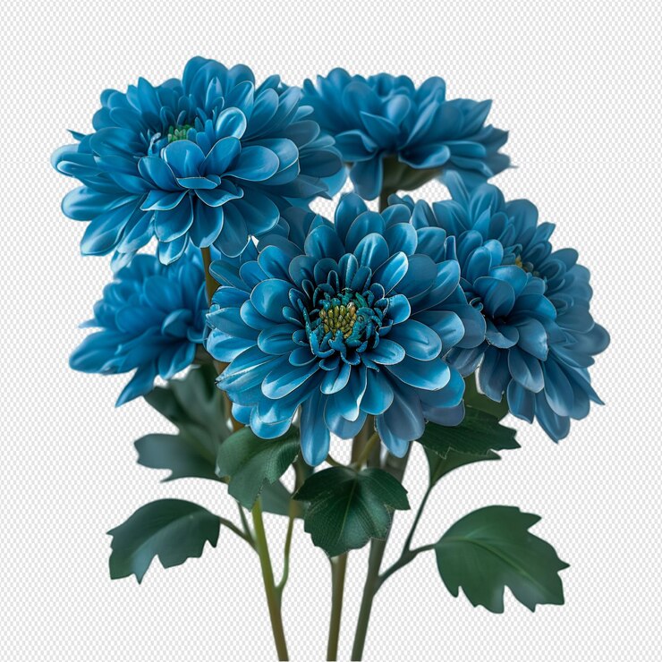 Flor azul sobre un fondo blanco