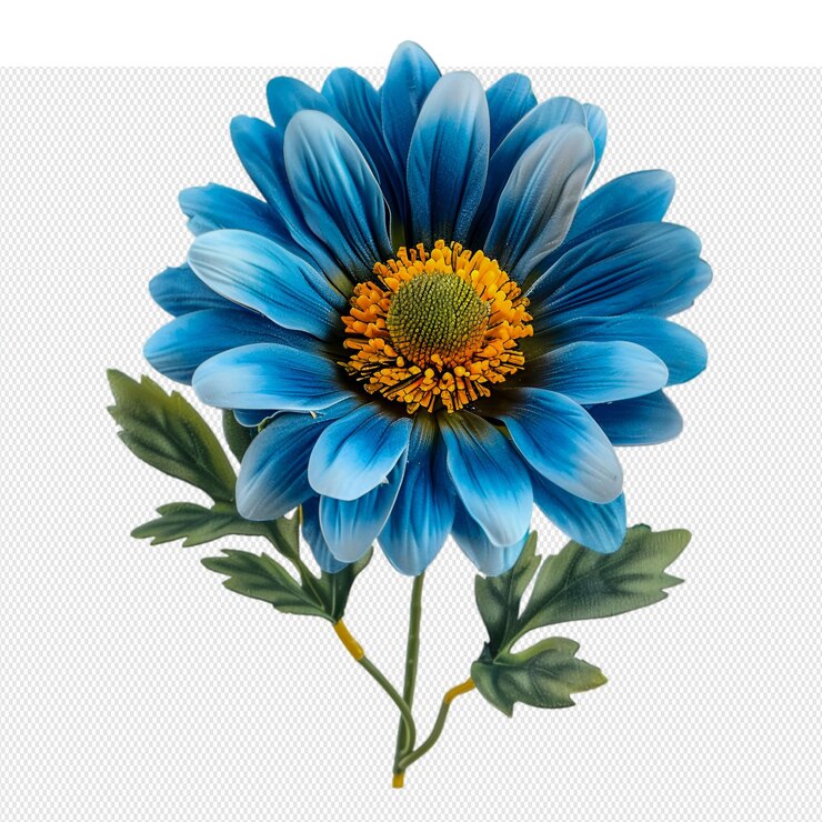 Flor azul sobre un fondo blanco