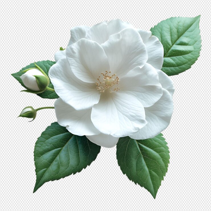 Flor blanca sobre fondo blanco