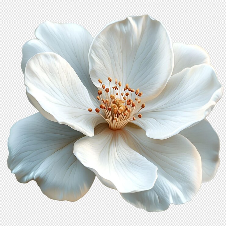 Flor blanca sobre fondo blanco