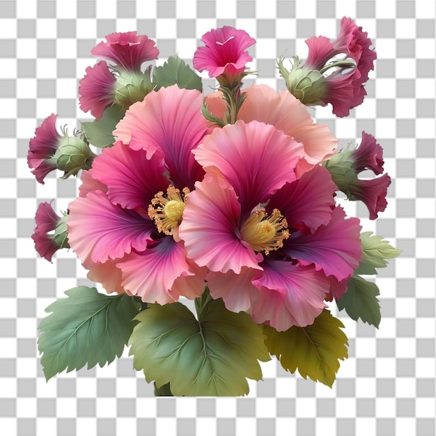 PSD flor bonita desenho de buquê abstrato com aquarela fractal uma flor de fundo transparente