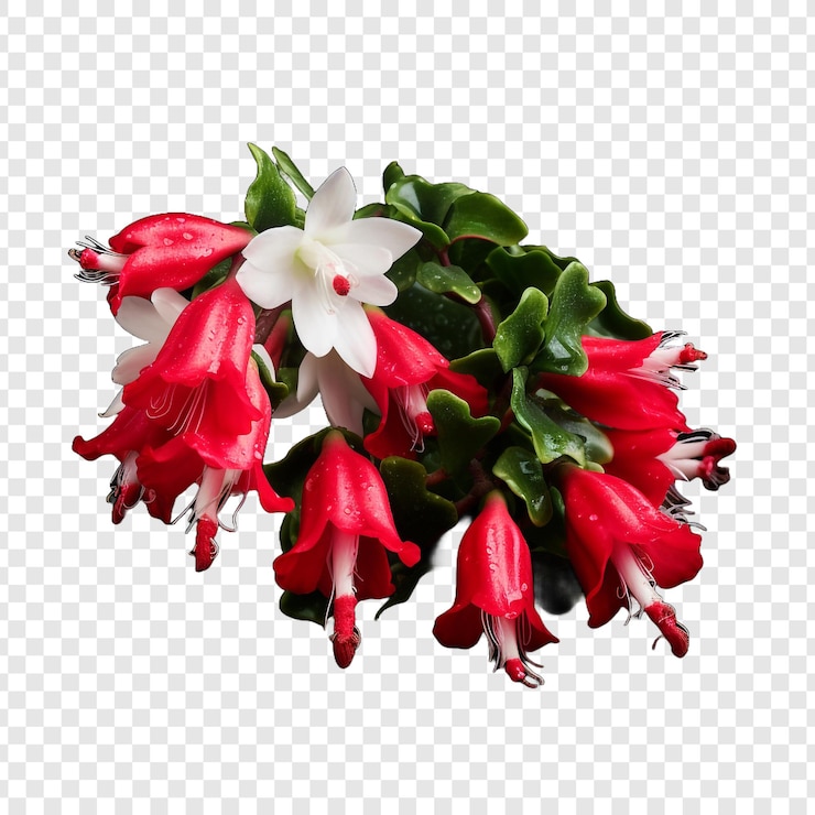 PSD flor de cactus de navidad png aislado sobre fondo transparente