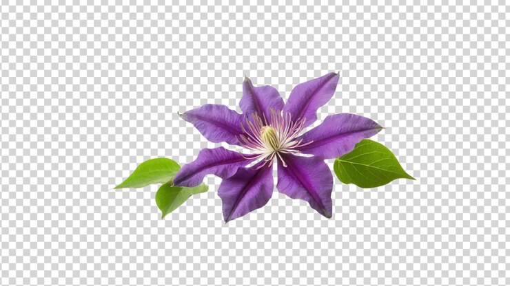 PSD flor de clematis púrpura aislada sobre un fondo transparente
