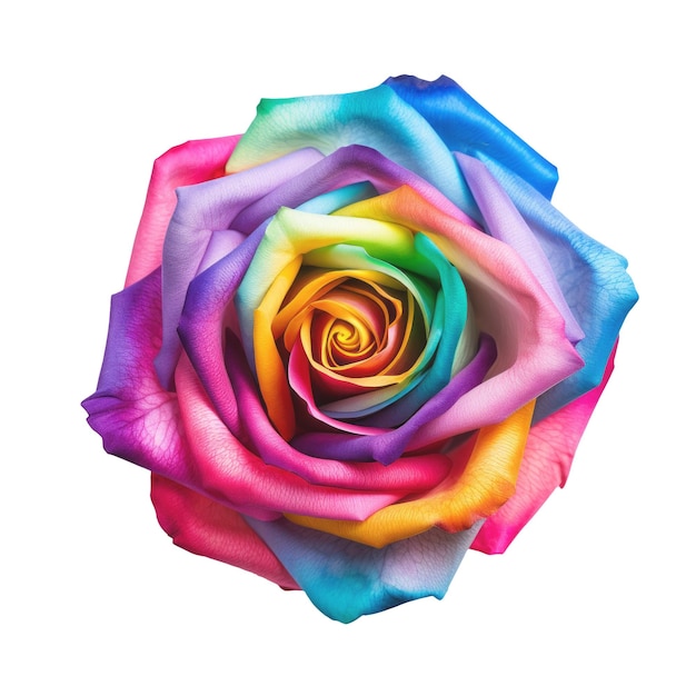 una flor de color arcoíris con colores de arco iris en él