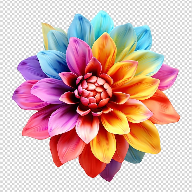 PSD flor de colores aislada en un fondo transparente png