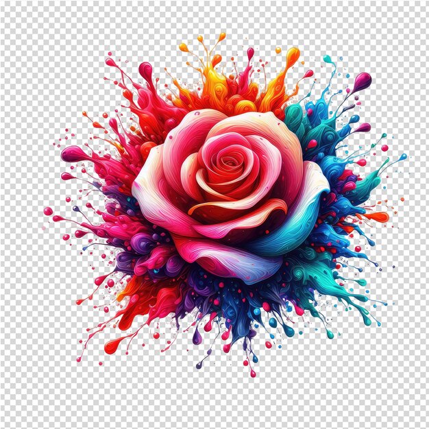 PSD una flor colorida con diferentes colores y una imagen de una rosa