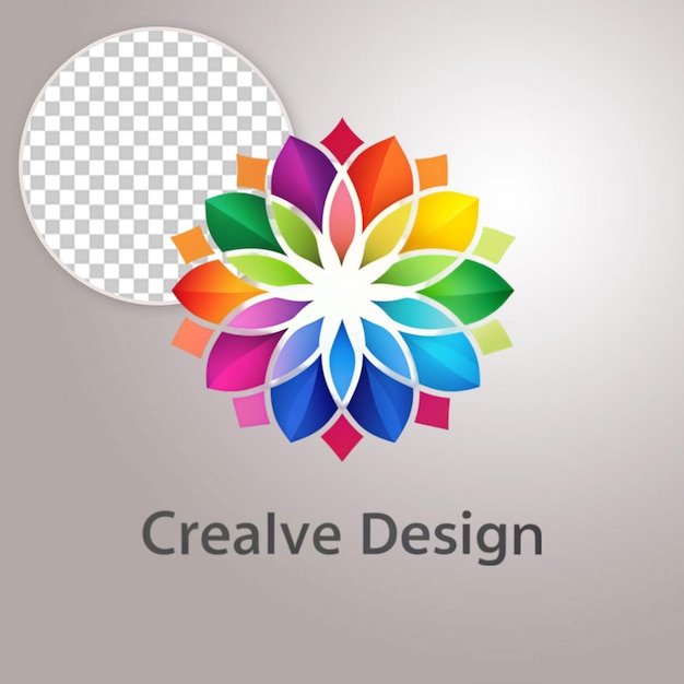 Flor colorida hecha con hojas diseño de logotipo en fondo transparente