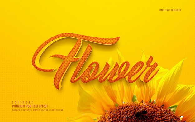 PSD flor completamente editable efecto de texto psd premium