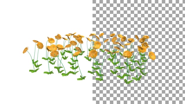 Flor de dalia naranja sin render 3d de sombra