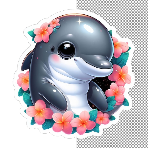 PSD flor de golfinho mergulho beleza marinha adesivo