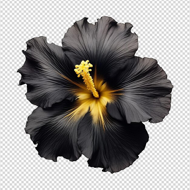 Flor de hibisco dourado preto isolada em fundo transparente