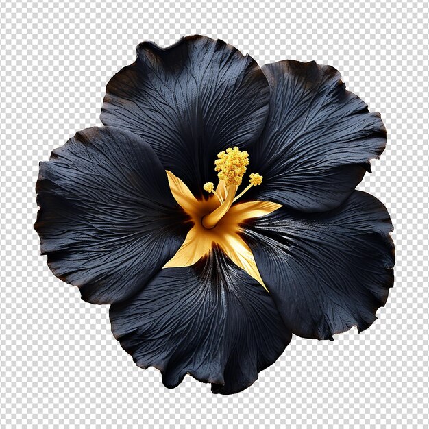 PSD flor de hibisco dourado preto isolada em fundo transparente