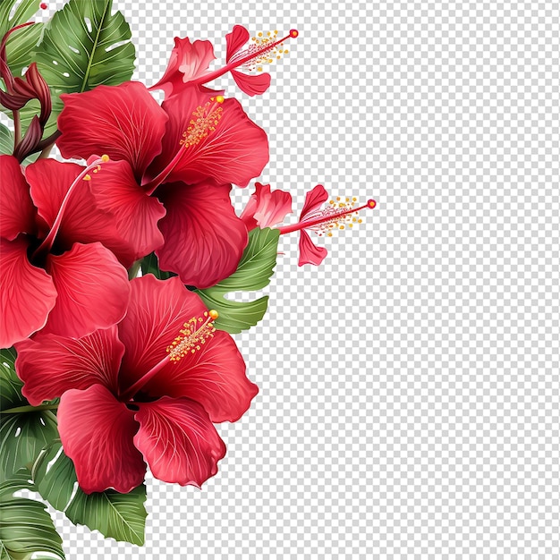 PSD flor de hibisco vermelha isolada em fundo transparente