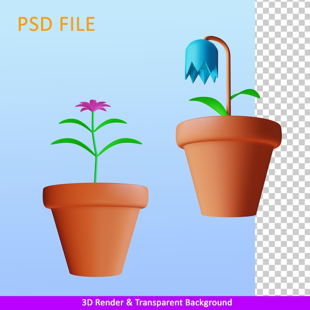 PSD flor de ilustração de renderização 3d