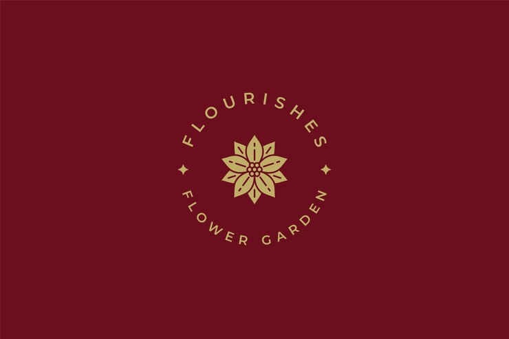 PSD flor de lótus dourado logotipo minimalista premium jardim de flores de plantas de primavera