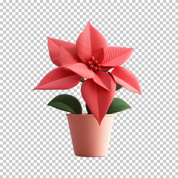 PSD flor de poinsettia em uma panela isolada em fundo transparente