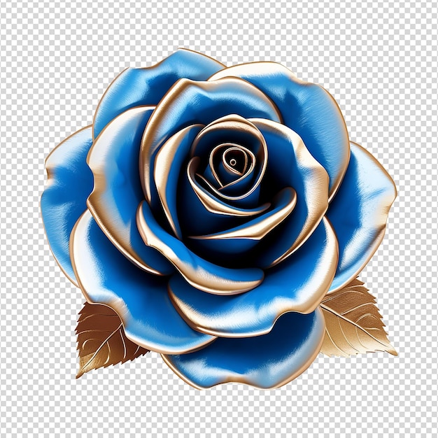 PSD flor de rosa azul renderizada em 3d isolada em fundo transparente