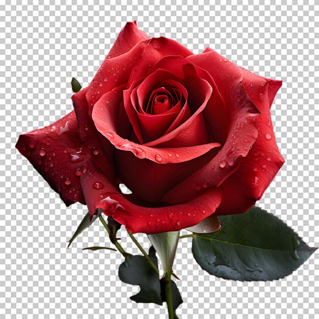 Flor de rosa vermelha isolada em fundo transparente