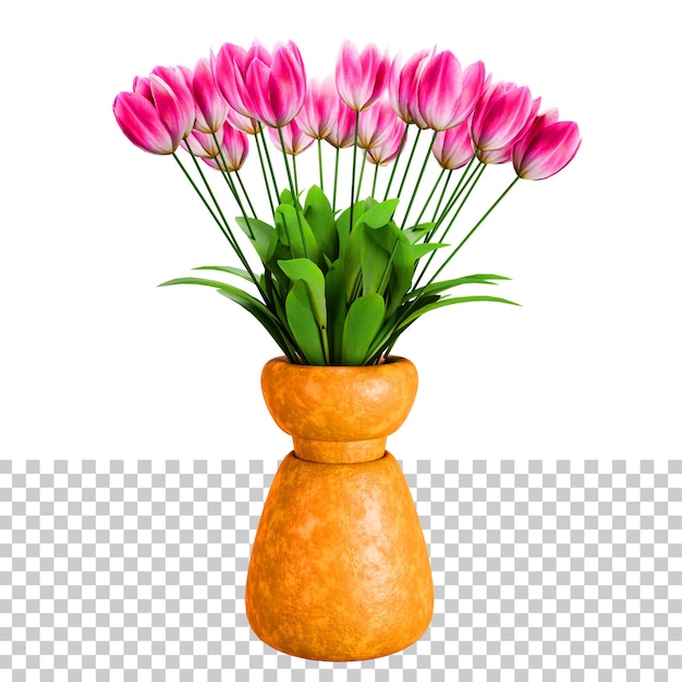PSD flor de tulipa com vaso de vaso bonito moderno