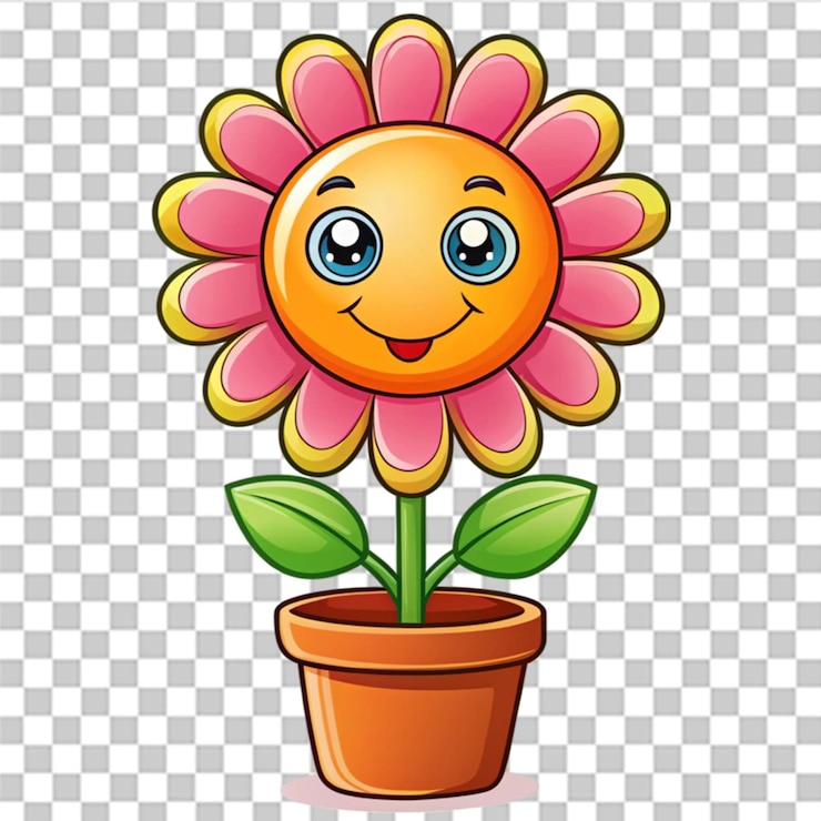 PSD flor de dibujos animados aislada sobre un fondo transparente