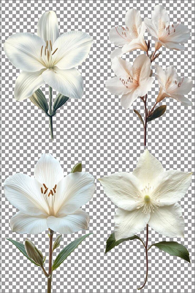 Flor de Dictamo blanco Especimen botánico delicado y raro Hiperrealista Aislado con Trans Claro