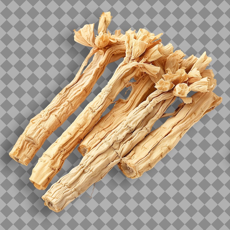 PSD flor de ginseng tipo de hierba panax forma de ginseng de hierba objeto aislado secado en un fondo limpio