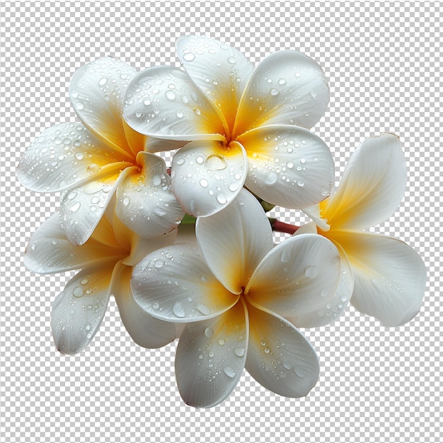 Una flor con gotas de agua en ella y las flores amarillas y naranjas