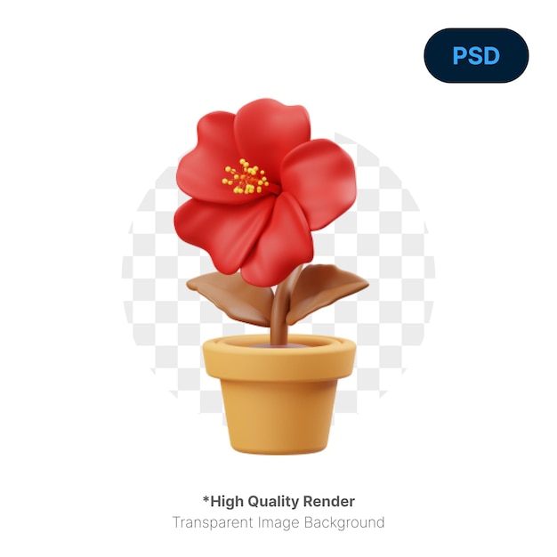 La flor del hibisco 3D Icon Premium Psd