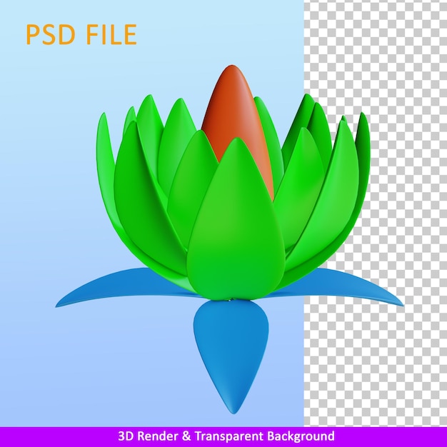 PSD flor de ilustración de render 3d