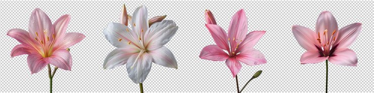 La flor del lirio de la lluvia aislada sobre un fondo transparente mostrando su delicado soplo en forma de trompeta