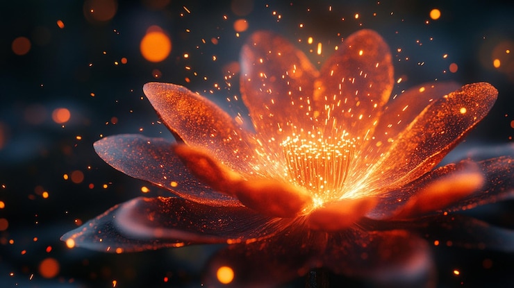 PSD la flor de loto ardiente con chispas