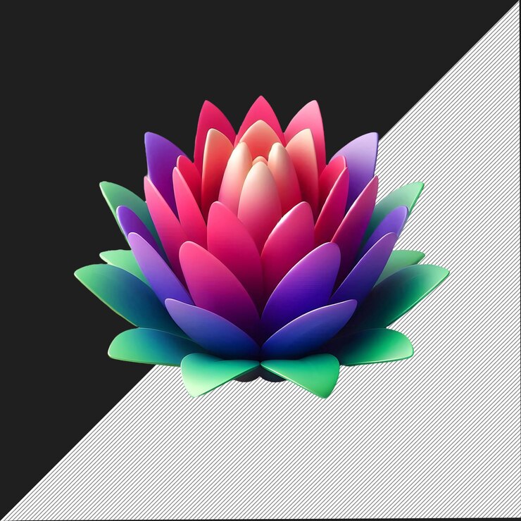 PSD flor de loto digital con tonos de gradiente