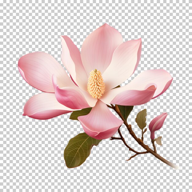 PSD flor de magnolia aislada sobre fondo transparente