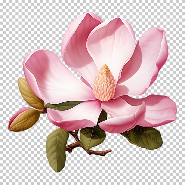 PSD flor de magnolia aislada sobre fondo transparente