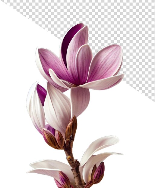 PSD la flor de la magnolia púrpura magnolia felix aislada