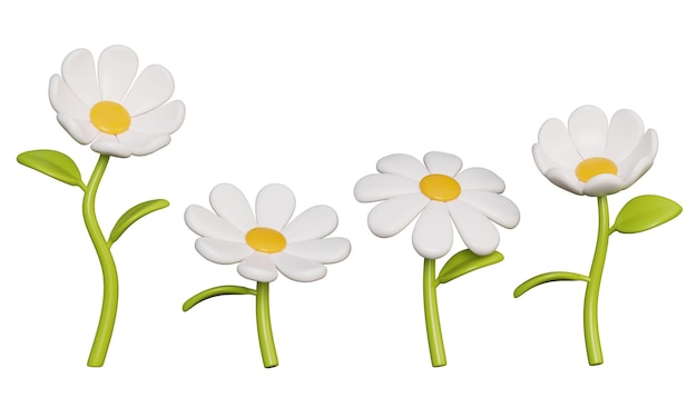 La flor de la margarita blanca en gráfico 3D